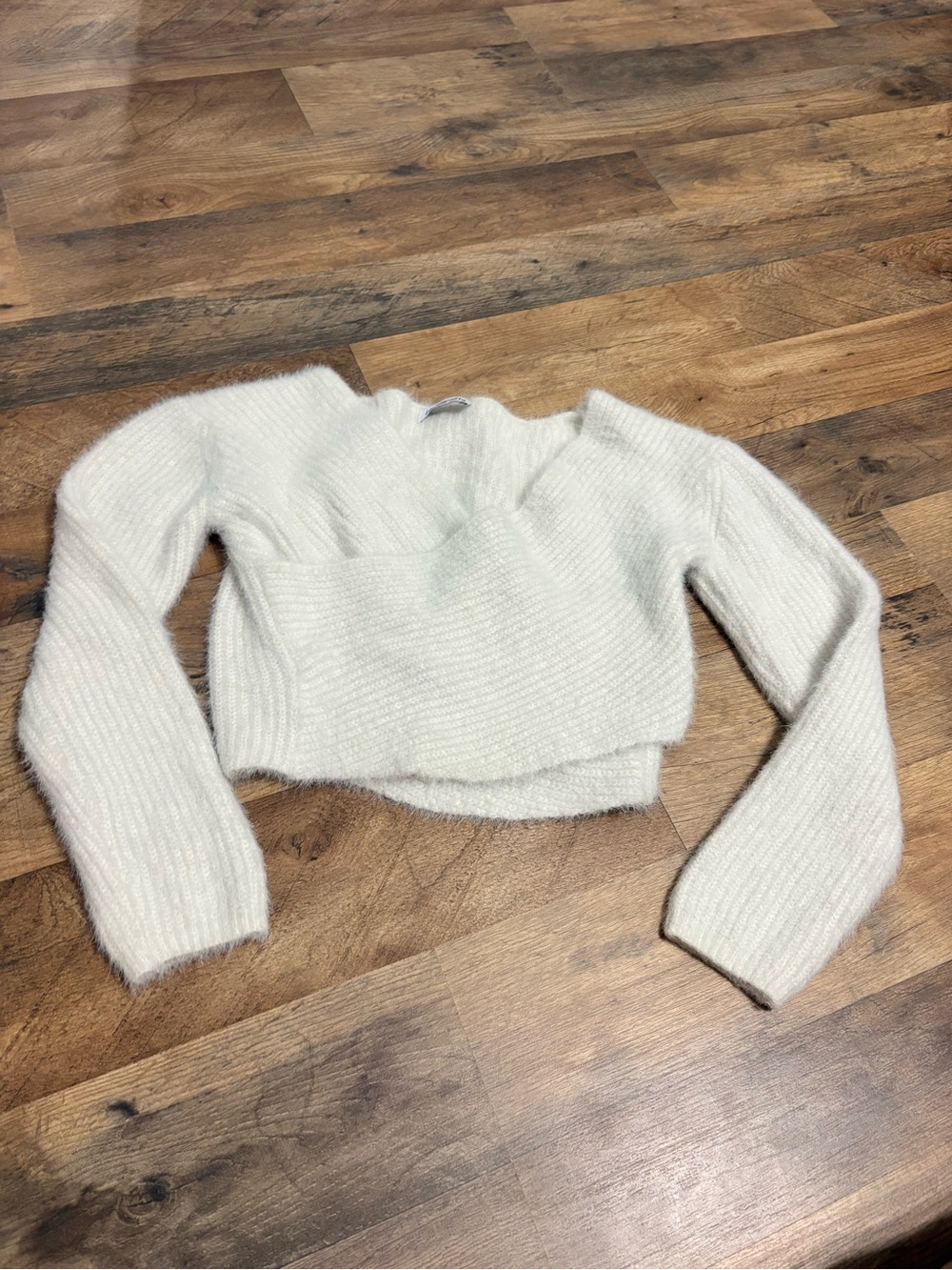 Fashion Nova Ivory V-Neck Cropped Sweater